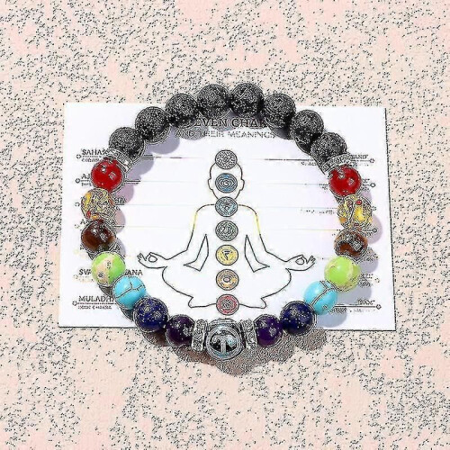 Buntes Perlenarmband Sternzeichen Vulkanstein Elastische Seilperlen 2