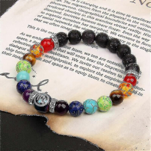Buntes Perlenarmband Sternzeichen Vulkanstein Elastische Seilperlen 1