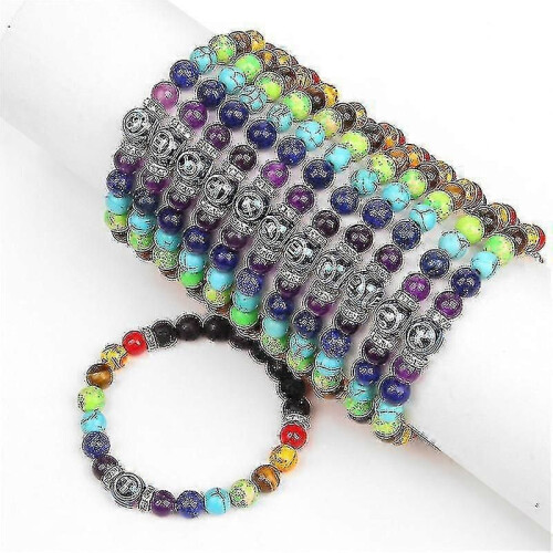 Buntes Perlenarmband Sternzeichen Vulkanstein Elastische Seilperlen