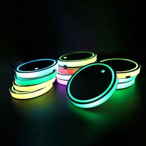 Colorful LED Car Cup Mat with Changeable Patterns and Built-in Battery 2
