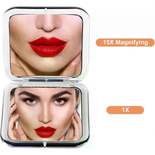 Compact 15X Magnifying Makeup Mirror for Travel Small Pocket Mirror-Handheld Foldable Portable 2-Sided 1