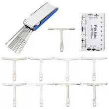 Set van 9 stuks ondersnaarradiusmeter + snaaractieliniaalmeter + gitaarbrugzadelmoervijlen