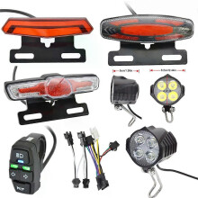 Set di luci anteriori e posteriori per bici elettriche, 24 V-48 V, lampada per portabici con clacson,