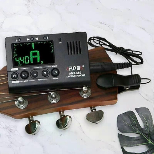 Accordeur et métronome pour guitare électrique avec microphone intégré et câble micro de 63 mm. 1