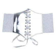 Cinturón elástico para vestido, cinturón de corsé plateado, cinturón de vestir ancho Y2K, cinturón plateado