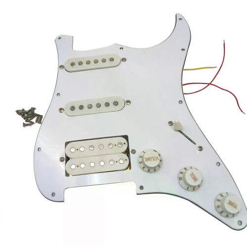 Elgitarr pickup pickuper Laddade förtrådade skrapplatta 11 hål SSH Vit