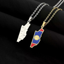 Collana con ciondolo a forma di mappa del Belize, bandiera e città, in acciaio inossidabile, stile creolo,
