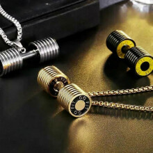 Collana con ciondolo a forma di bilanciere e manubrio, per fitness, bodybuilding, sollevamento pesi,