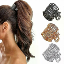 Mode Hoge Paardenstaart Clip Metalen Holle Geometrische Haarklem Effen Onregelmatige Lange Haarspeld