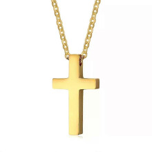 Collana con ciondolo a croce di Gesù alla moda, in acciaio inossidabile color oro e argento, con croce