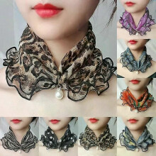 Fashion Lace Variety Scarf Necklace Creative Fake Pearl Pendant Scarf Chiffon Loop Scarf For Women Clothing