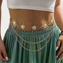 Chaîne de taille réglable en métal pour femme, motif tournesol, accessoire de mode, bijou de corps