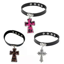 Collana con ciondolo con stampa leopardata Y2K alla moda, collana con ciondolo di diamanti, catena sexy