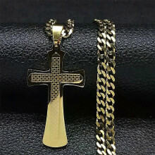 Collana girocollo con croce in acciaio inossidabile alla moda per donna/uomo, collana con ciondolo color