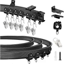 Flexibel böjbar gardinskena Tak Väggfäste Svart Vit Böjd Heavy Duty RV Glidgardin