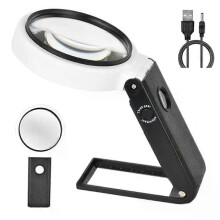Lente d'ingrandimento pieghevole da tavolo con illuminazione a LED, 6X/25X, lente d'ingrandimento da