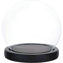Glazen displaykoepel met zwarte houten voet, decoratieve displaykoepel, bol