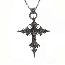 Collana con ciondolo a forma di croce con teschio e crocifissione gotica, gioielli da preghiera cattolici