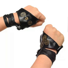Gothic Handschuhe Schwarz Steampunk PU Leder Halbfinger Fingerlose Handschuhe 1 Paar Frauen Männer Mode