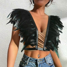 Gothic Mittelalter Halloween Feder Schal Shrugs Bolero Schulter Wrap Cape Party Cosplay Rave Karneval