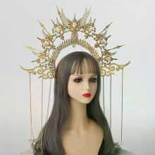 Gothic Halo Krone Lolita Tiara Krone Stirnband Halloween Vintage Sonnengöttin Barock Halo Kopfschmuck