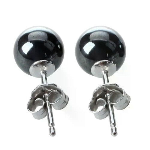 Orecchini a bottone in ematite + argento sterling 925 023 HOT 1