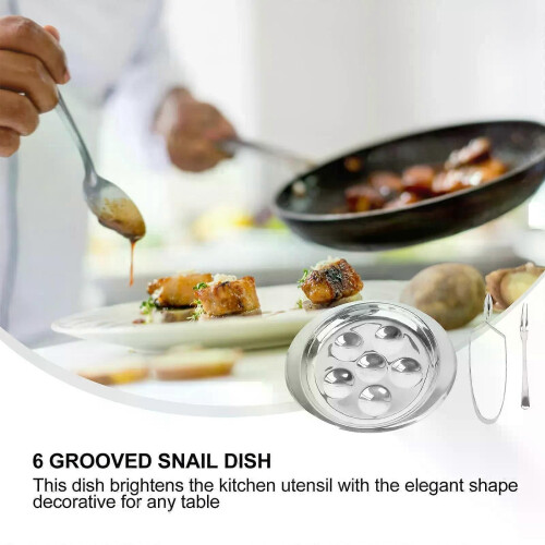 Grill Pan Snail Dish Set Kitchen Utensil Escargot Plate Baking 3 Piece Tableware 1