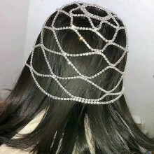 Coiffe de mariage en maille ajourée avec strass, bijoux pour femmes, serre-tête de luxe en cristal