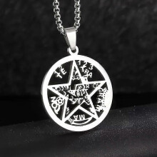 Collana con ciondolo a forma di stella a cinque punte in acciaio inossidabile, amuleto religioso, simbolo