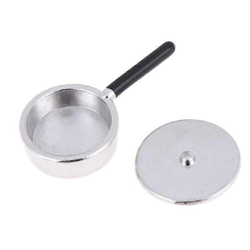 HOT 4Pcs 1:12 Mini Metal Pots And Pans Mini Simulation Kitchen Decoration Miniature Silver Soup Pan 2