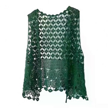 Gilet tricoté creux rétro tricoté au crochet sans manches pour femme, gilet d'été élégant à point ouvert