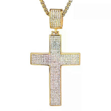 Iced Out Chain Big Cross Pendant Necklace Stainless Steel CZ Cross Necklaces Bling Cubic Zircon Men
