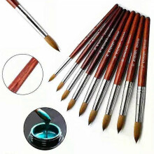 Pennello per unghie in acrilico Kolinsky, pennello per nail art di buona qualità, manico in legno, effetto