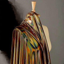 Laser Symphony Mist Goud Stof Dun Glanzend Helder Stretch Schittering Bronzing Jurk Prestatie Danskostuum