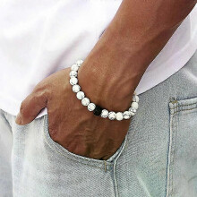 Braccialetto di perline da uomo con ciondolo, stile semplice e alla moda, regalo di gioielli, perlina