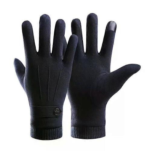 Guanti da uomo per esterni, invernali, caldi, con touch screen e interno in velluto, alla moda e semplici 2