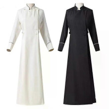 Robe de prêtre d'église médiévale Trench Jacket Soutane Clergé Prédicateur Hommes Col montant Simple