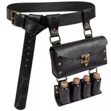 Mittelalterliche Retro-Steampunk-Gürteltasche aus Kunstleder mit Nieten für Münzen und Notwendigkeiten