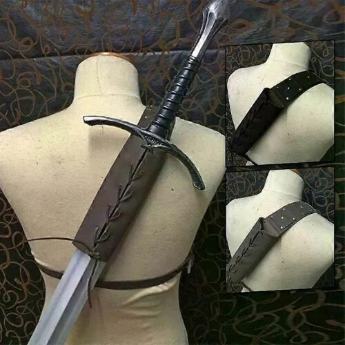 Medieval Scabbard Sheath PU Leather Shoulder Back Sword Holder Adjustable Rapier Holder Larp Warrior