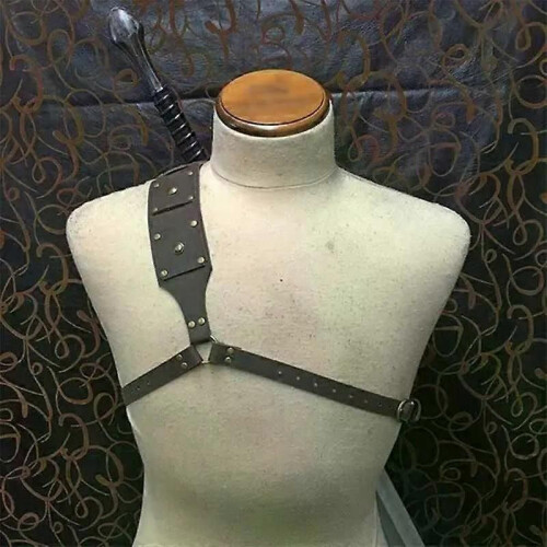 Medieval Scabbard Sheath PU Leather Shoulder Back Sword Holder Adjustable Rapier Holder Larp Warrior 2