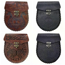 Middeleeuwse vintage geldbuidel, kostuumaccessoire, heren, dames, Viking leren trekkoordtas, portemonnee
