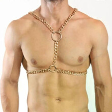 Harnais fétichiste sexy en chaîne métallique pour homme, gilet sexy, sous-vêtements, accessoires pour