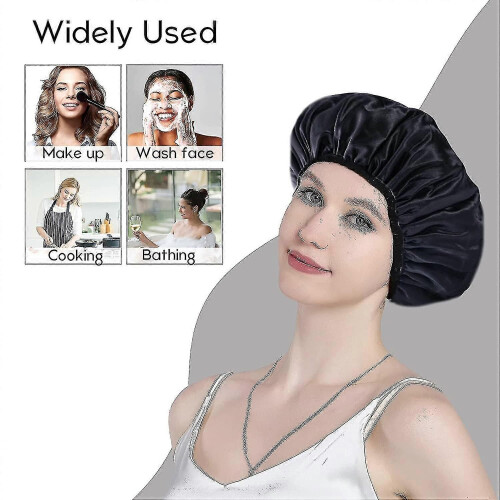 Gorros de ducha con forro, gorro de ducha grande de triple capa para mujer, gorros de ducha reutilizables 1