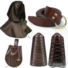 Mens Renaissance Costume Accessories Set Pirate Viking Medieval Costume Knight Cloak Wristguards and