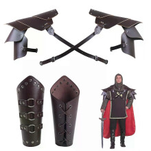 Men s Medieval Retro Punk Arm Guards Shoulder Armor PU Leather Suit Renaissance Carnival Costume Viking