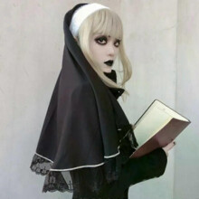 Tocado de monja negra Lolita para mujer, diadema medieval para fiesta de Halloween, disfraz gótico de