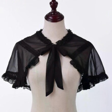 Mini mantello corto in chiffon bianco e nero per ragazze Lolita per abito JSK