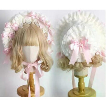 Lolita Lace Bonnet Hat Women Girl Victorian Party Straw Hat