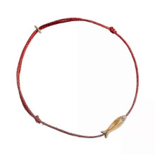 Braccialetti semplici in filo rosso intrecciato con corda colorata a forma di pesciolino portafortuna