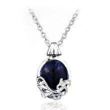 Movie The Vampire Diaries Necklace Cosplay Series Fashion Vintage Style Blue Oval Crystal Pendant Jewelry